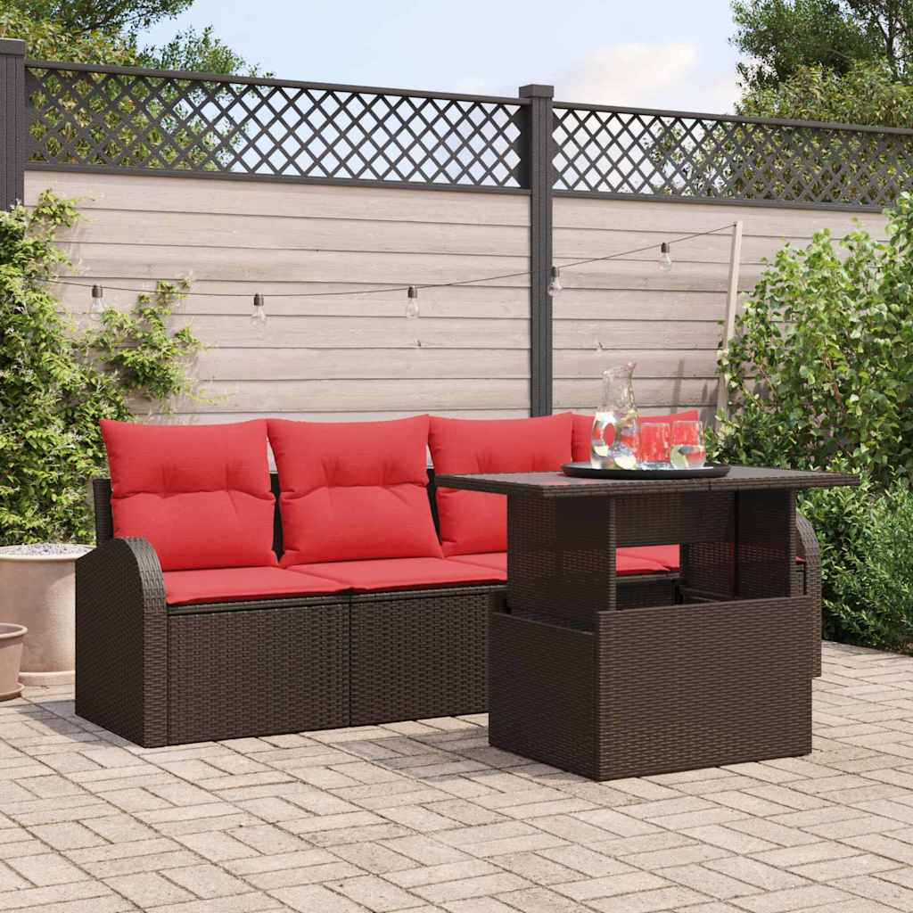 Gartensofa-Set Mit Kissen Mit Kissen 5 Pcs Schwarz Poly Rattan