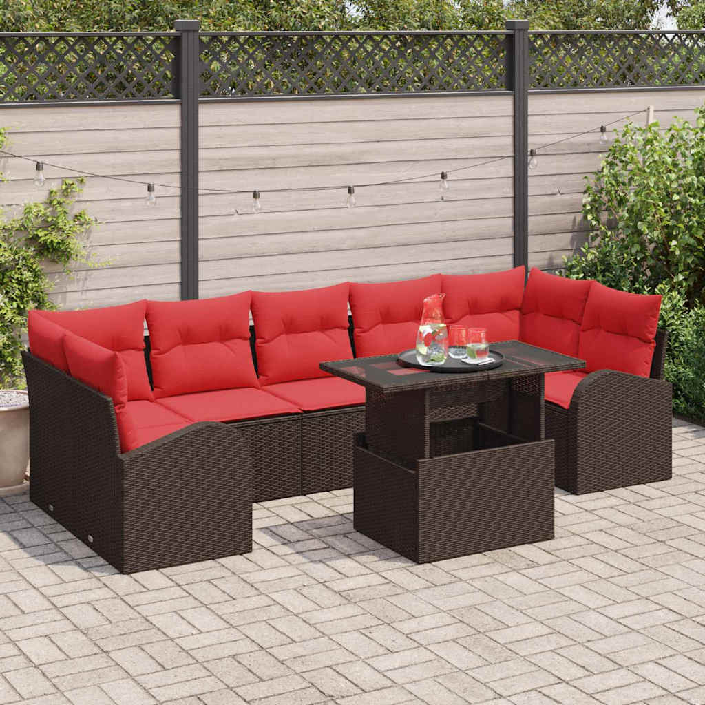 Garten-Sofa-Set Mit Kissen Mit Kissen 8 Pcs Schwarz Poly Rattan