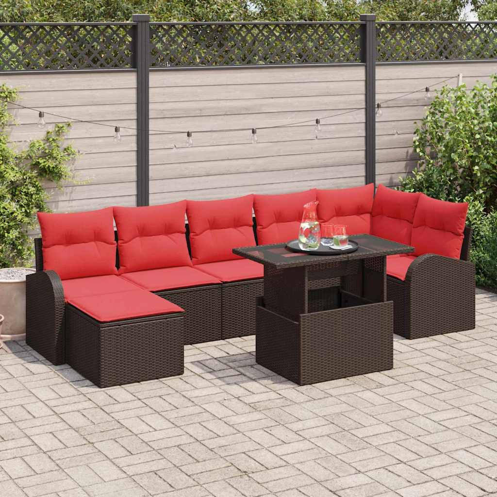 Gartensofa-Set Mit Kissen 8 Pcs Schwarz Poly Rattan