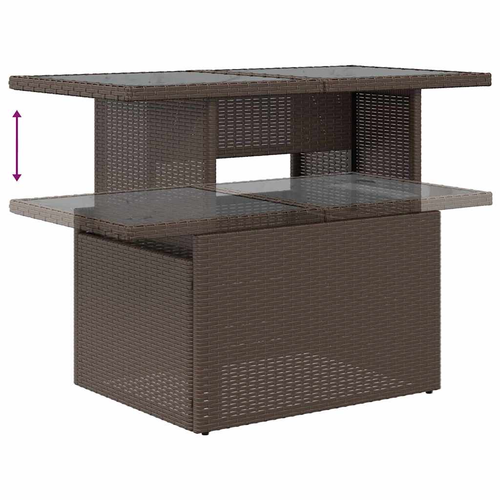 Garten-Sofa-Set Mit Speicher 5 Pcs Braun Poly Rattan