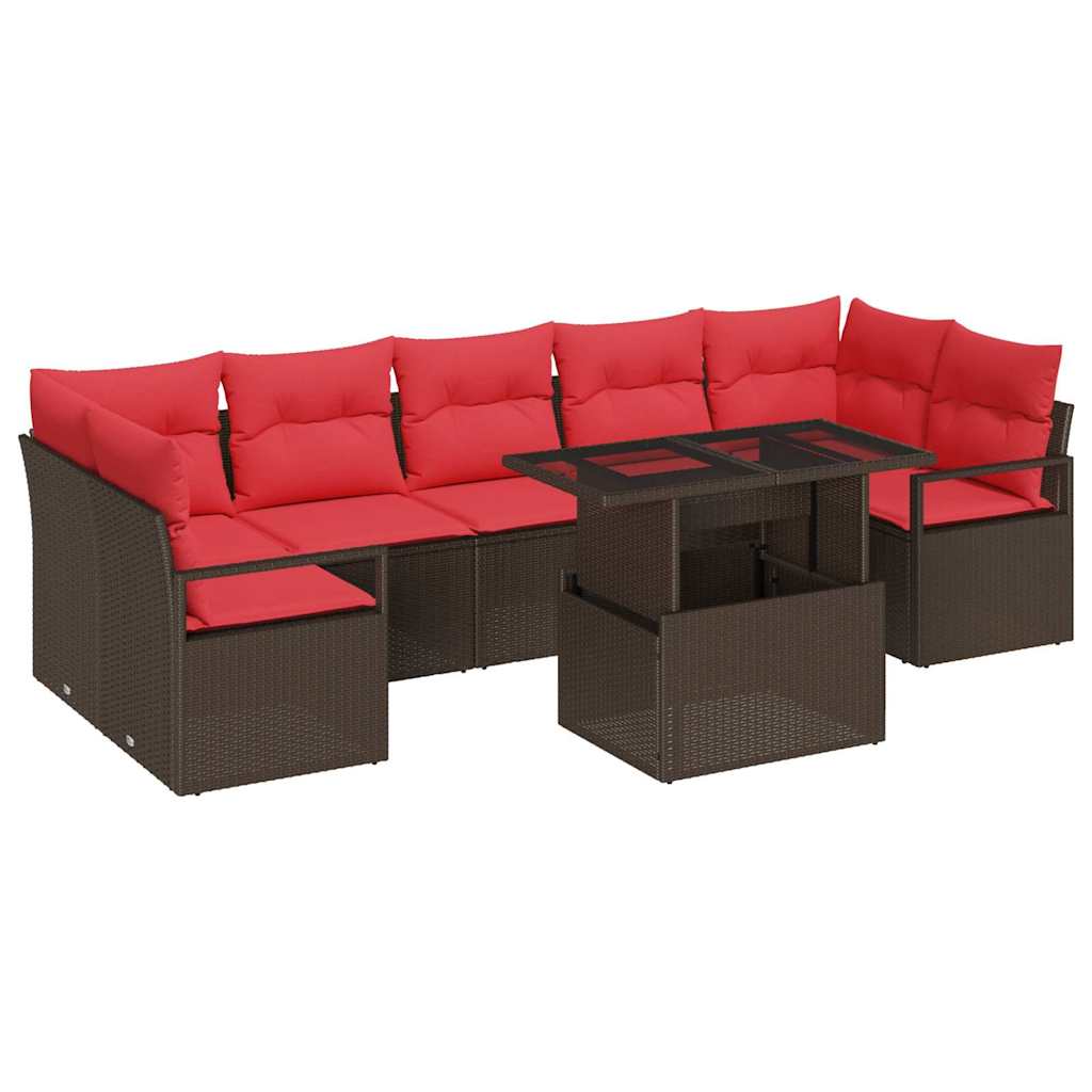 Gartensofa-Set Mit Kissen Mit Speicher 8 Pcs Braun Poly Rattan