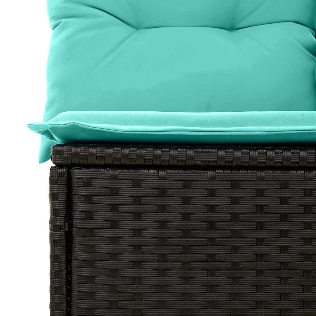 Garten-Sofa-Set Mit Speicher 5 Pcs Schwarz Poly Rattan
