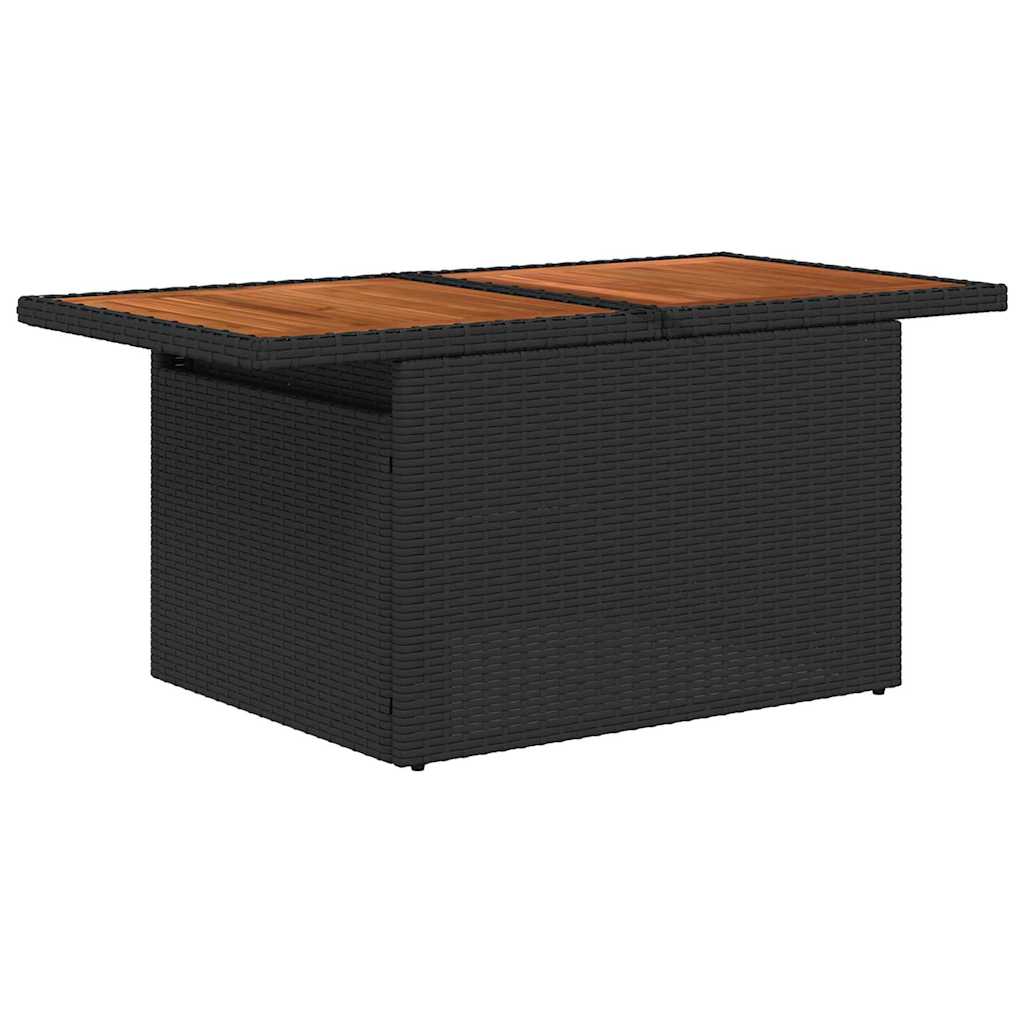 Garten-Sofa-Set Mit Speicher 7 Pcs Schwarz Poly Rattan