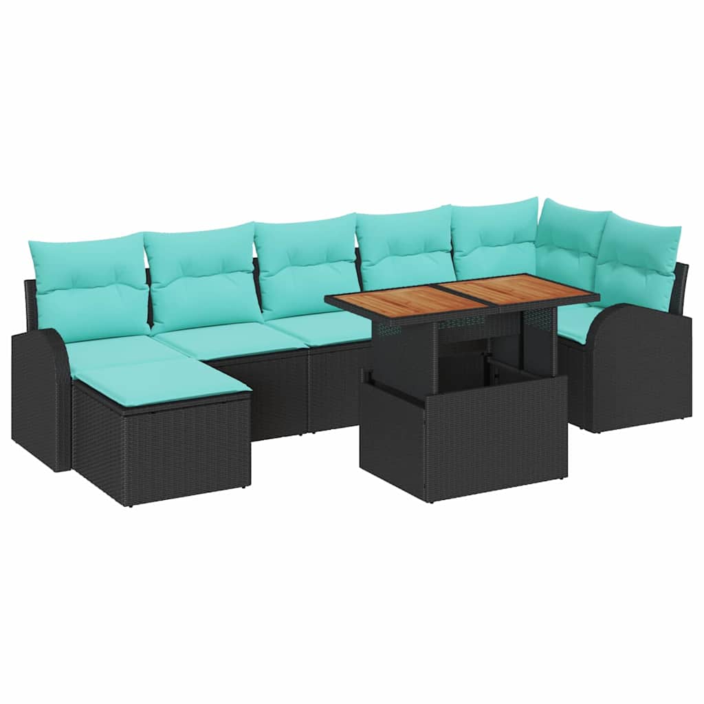 Garten-Sofa-Set 8 Pcs Schwarz Poly Rattan