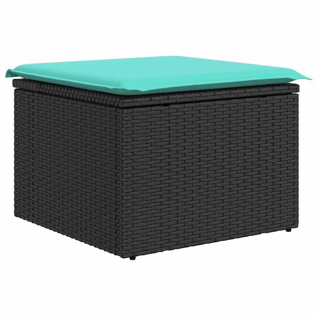 Garten-Sofa-Set Mit Speicher 9 Pcs Schwarz Poly Rattan