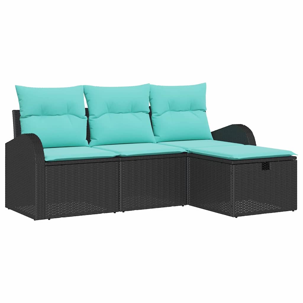 Gartensofa-Set Mit Kissen 4 Pcs Poly-Rattan