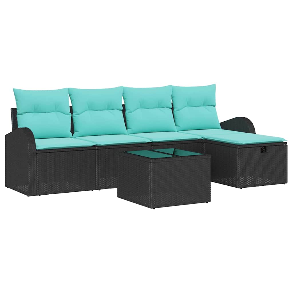 Garten-Sofa-Set Mit Kissen 6 Pcs Poly Rattan