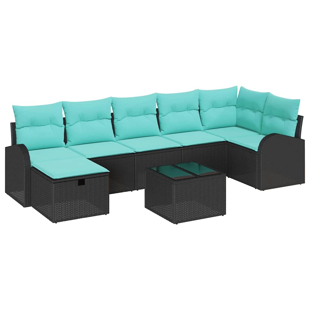 Garten-Sofa-Set Mit Kissen 8 Pcs Poly Rattan