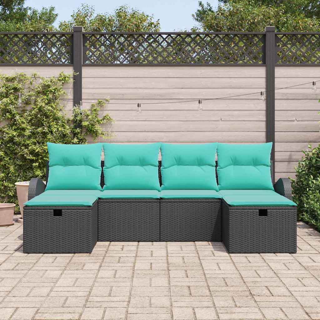 Gartensofa-Set Mit Kissen 6 Pcs Poly-Rattan