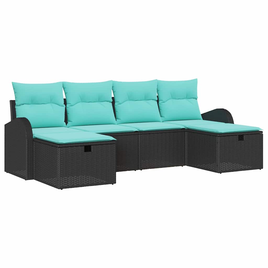 Gartensofa-Set Mit Kissen 6 Pcs Poly-Rattan