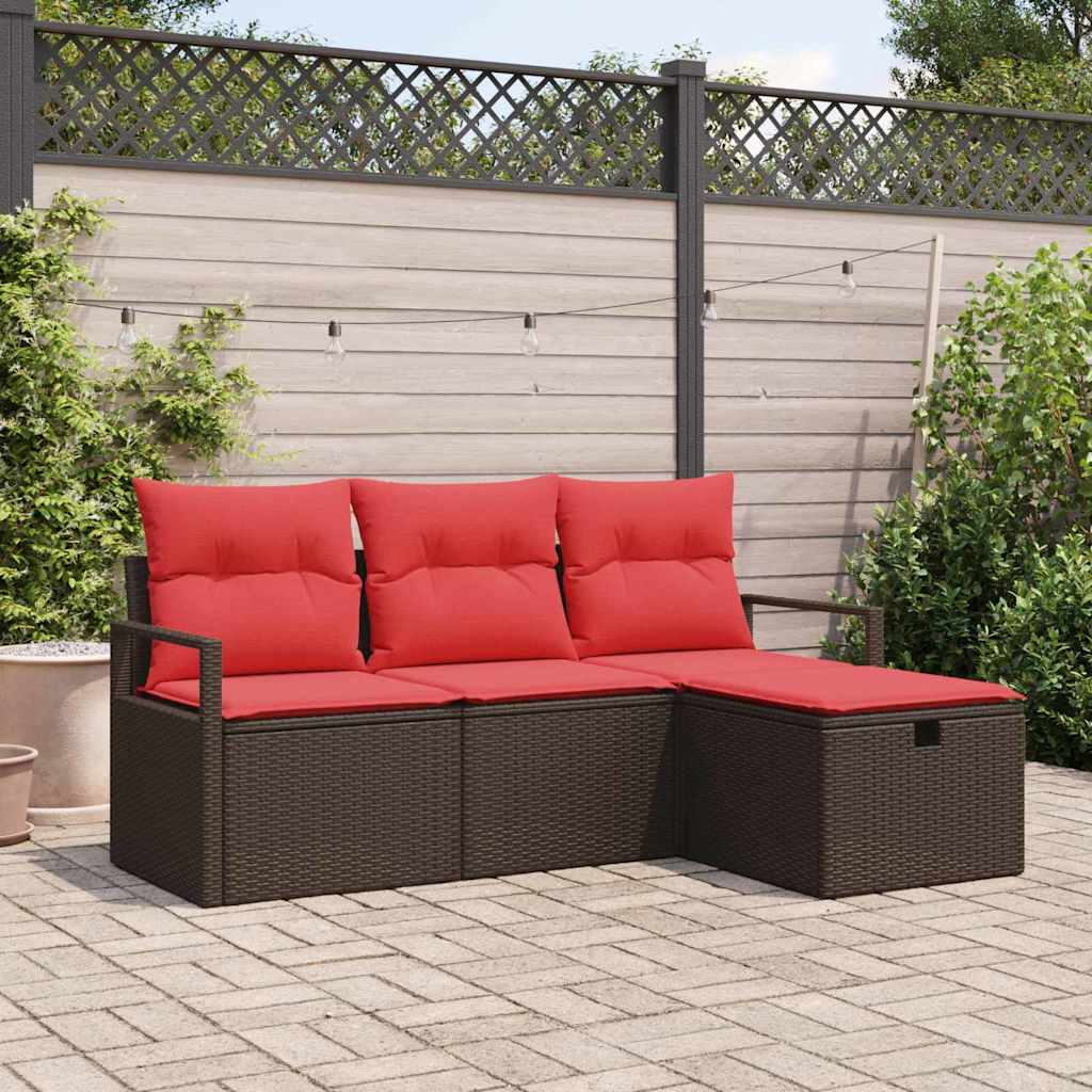 Gartensofa-Set Mit Kissen Mit Speicher 4 Pcs Poly-Rattan