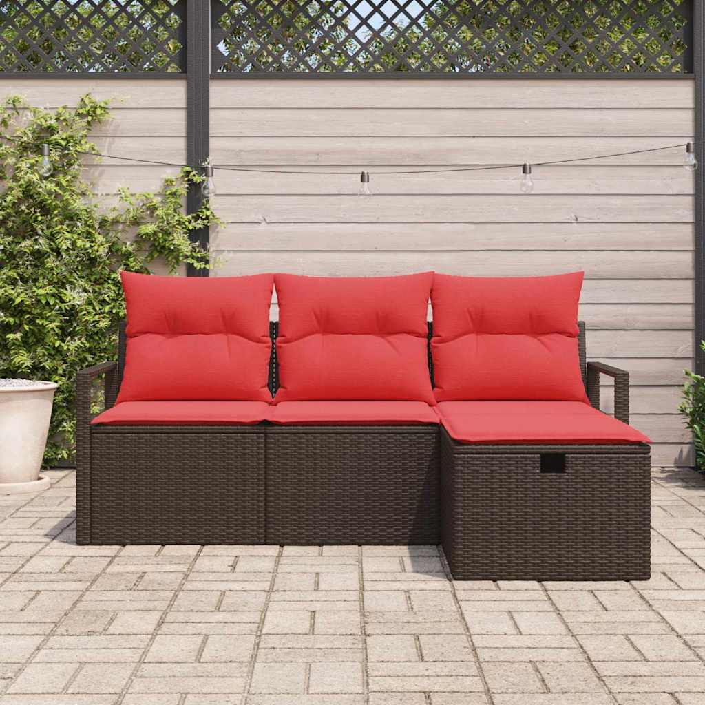 Gartensofa-Set Mit Kissen Mit Speicher 4 Pcs Poly-Rattan