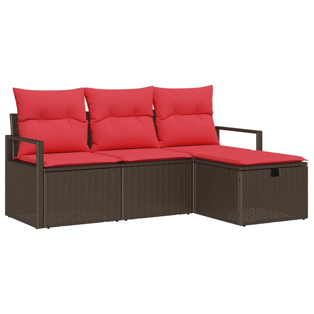 Gartensofa-Set Mit Kissen Mit Speicher 4 Pcs Poly-Rattan
