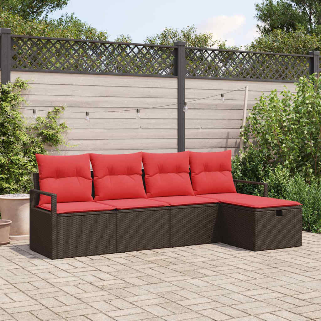 Gartensofa-Set Mit Kissen Mit Speicher 5 Pcs Poly-Rattan