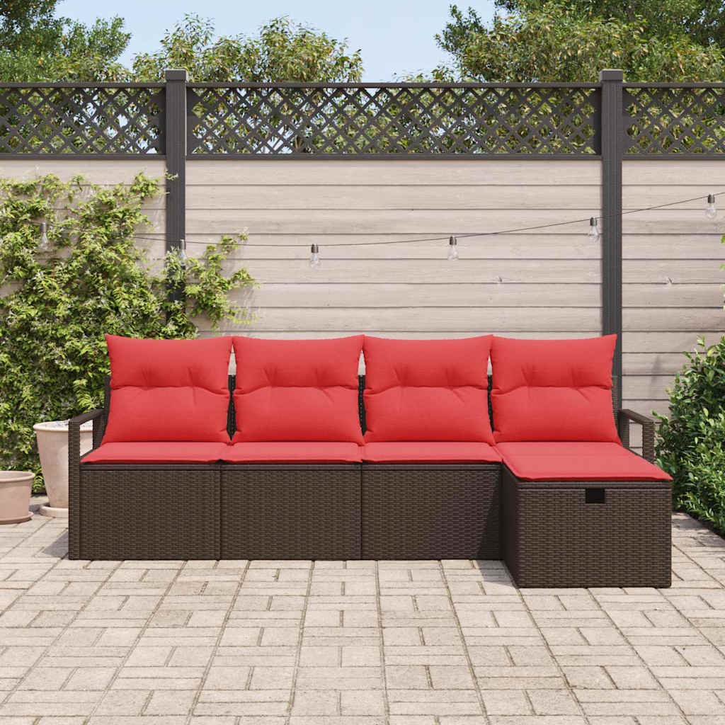Gartensofa-Set Mit Kissen Mit Speicher 5 Pcs Poly-Rattan