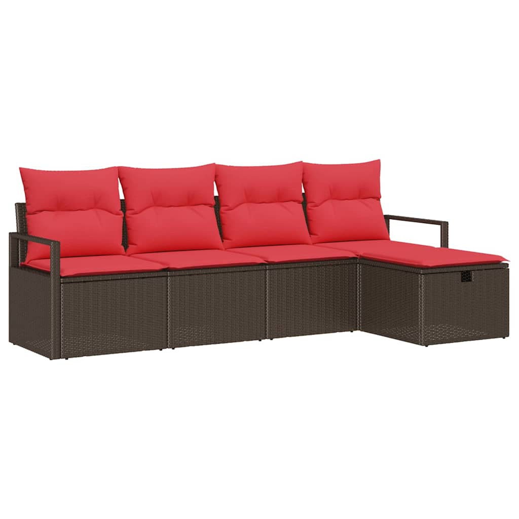 Gartensofa-Set Mit Kissen Mit Speicher 5 Pcs Poly-Rattan
