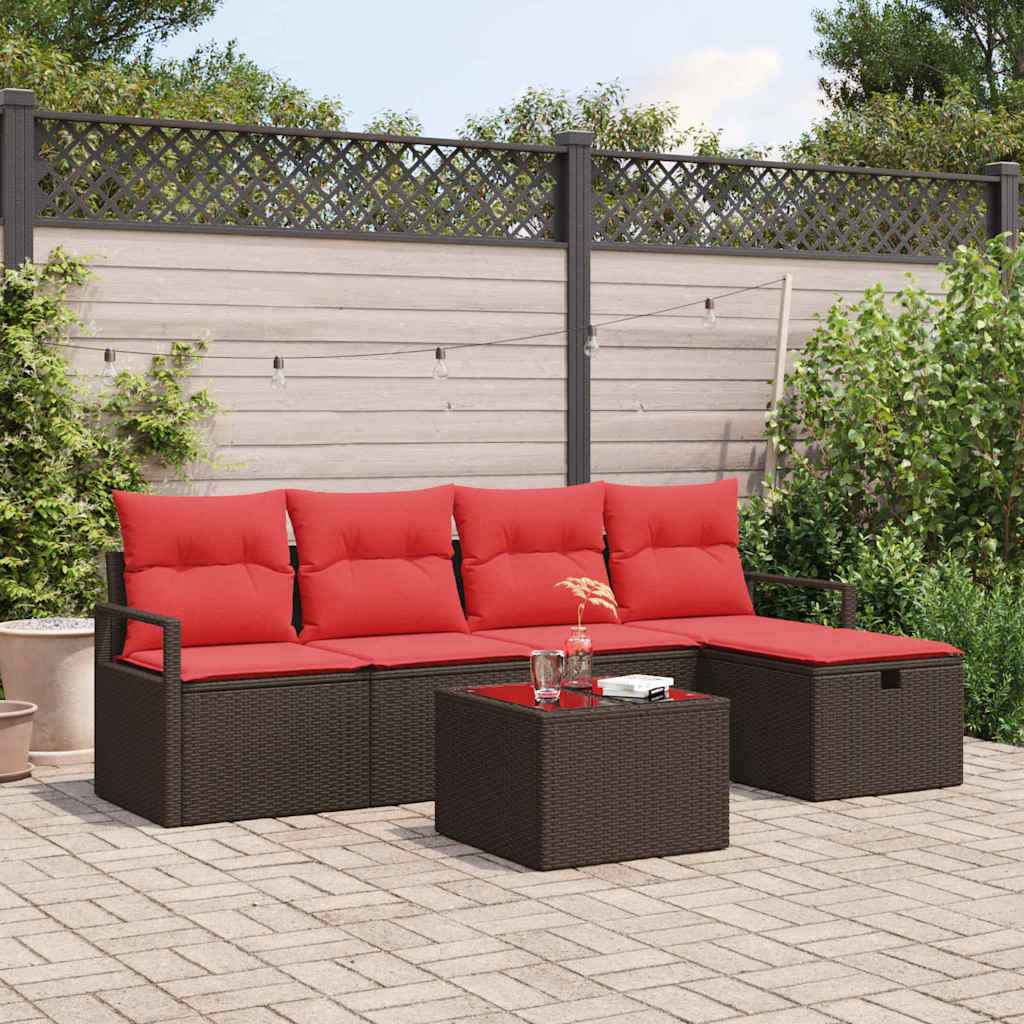 Gartensofa-Set Mit Kissen Mit Speicher 5 Pcs Poly-Rattan