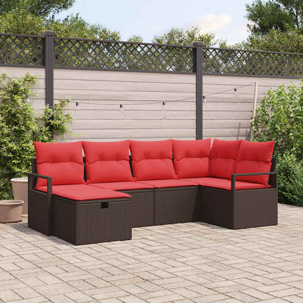 Gartensofa-Set Mit Kissen Mit Speicher 6 Pcs Poly-Rattan