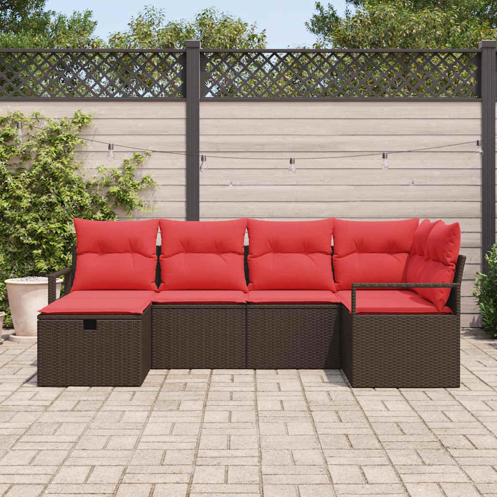 Gartensofa-Set Mit Kissen Mit Speicher 6 Pcs Poly-Rattan