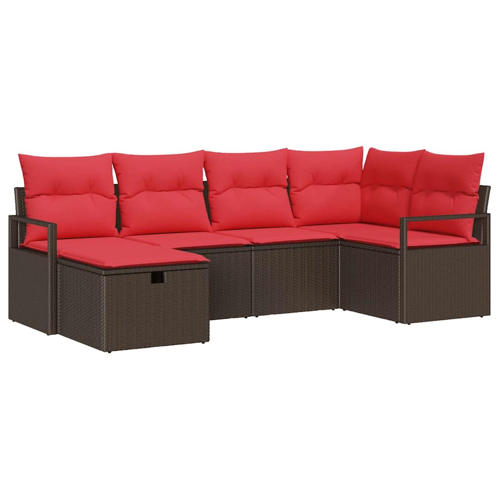 Gartensofa-Set Mit Kissen Mit Speicher 6 Pcs Poly-Rattan