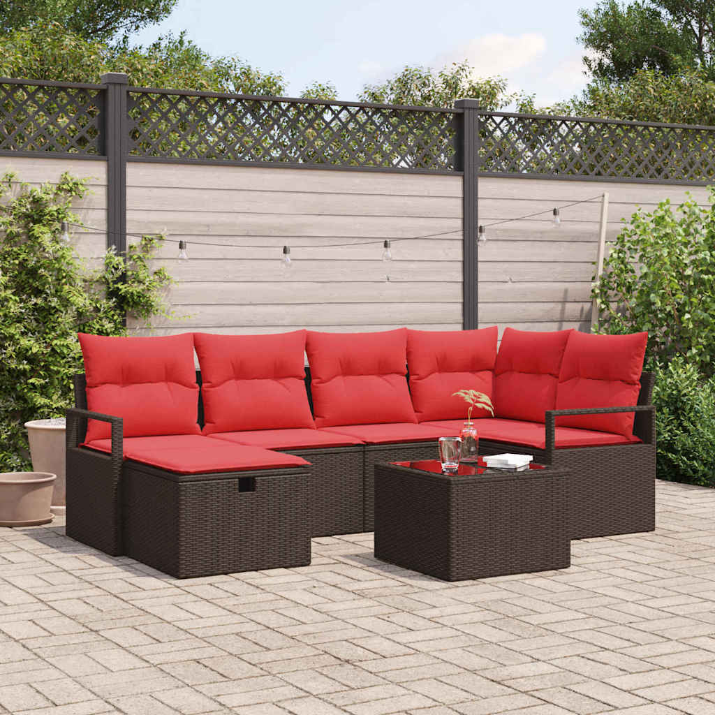Gartensofa-Set Mit Kissen Mit Speicher 6 Pcs Poly-Rattan