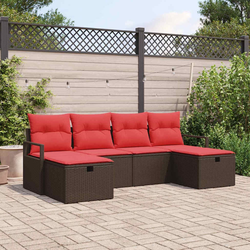 Sofa Set Mit Kissen 5 Pcs Poly-Rattan
