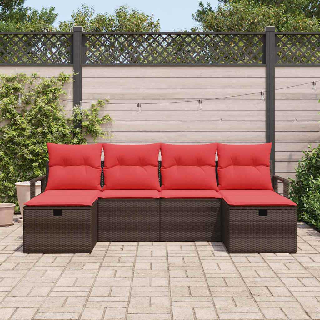 Sofa Set Mit Kissen 5 Pcs Poly-Rattan