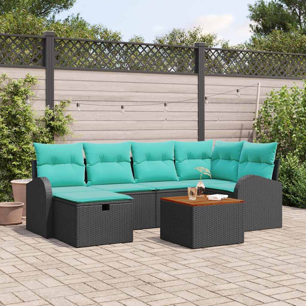 Gartensofa-Set Mit Kissen 7 Pcs Poly Rattan