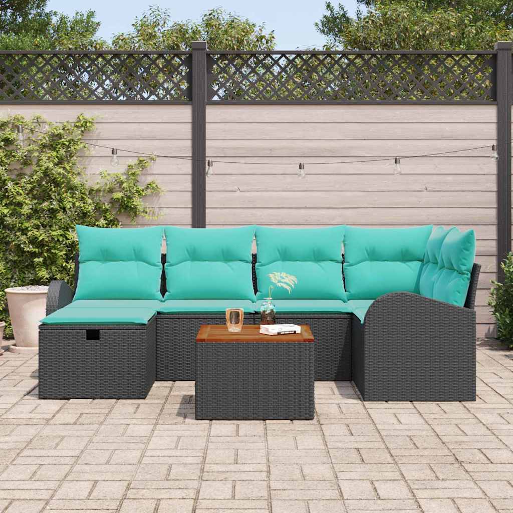 Gartensofa-Set Mit Kissen 7 Pcs Poly Rattan