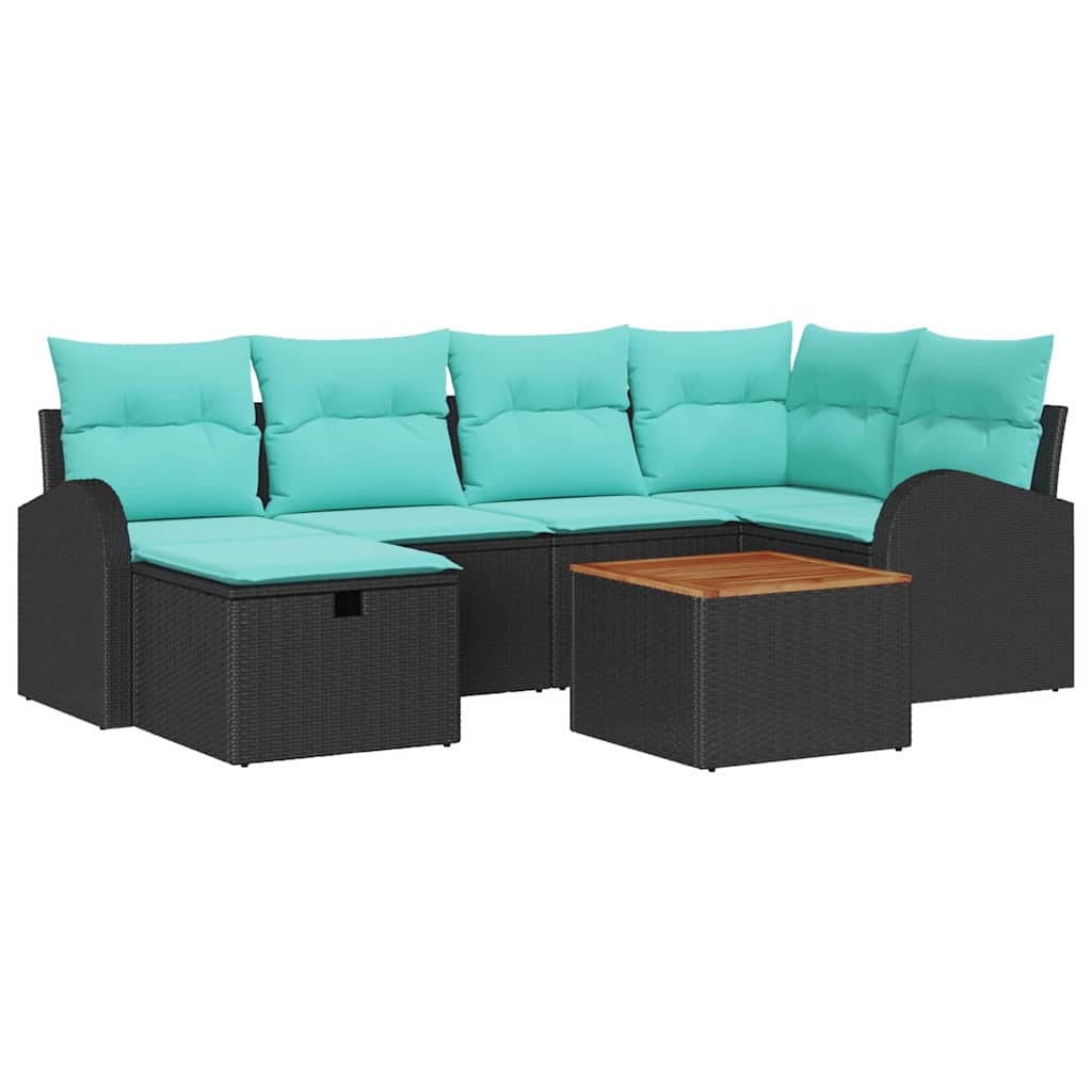 Gartensofa-Set Mit Kissen 7 Pcs Poly Rattan