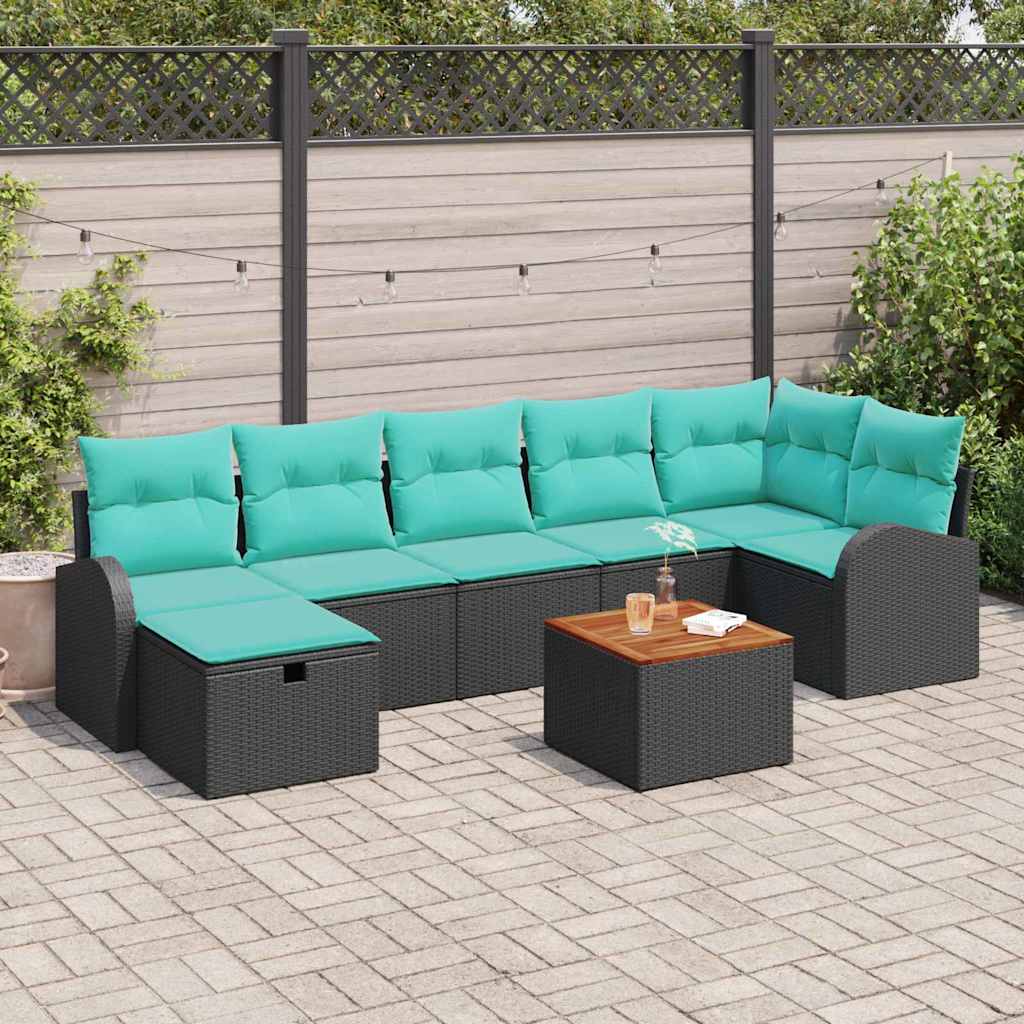 Gartensofa-Set Mit Kissen 8 Pcs Poly Rattan