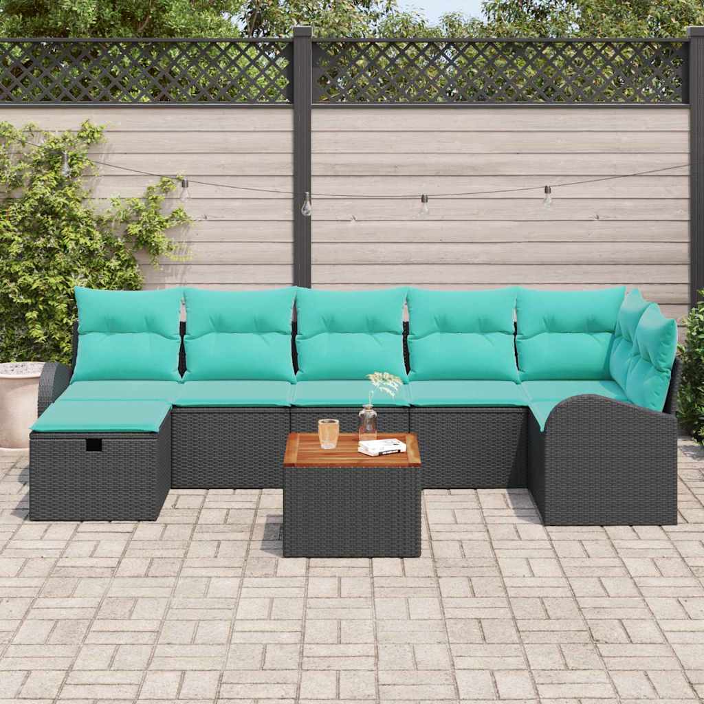 Gartensofa-Set Mit Kissen 8 Pcs Poly Rattan