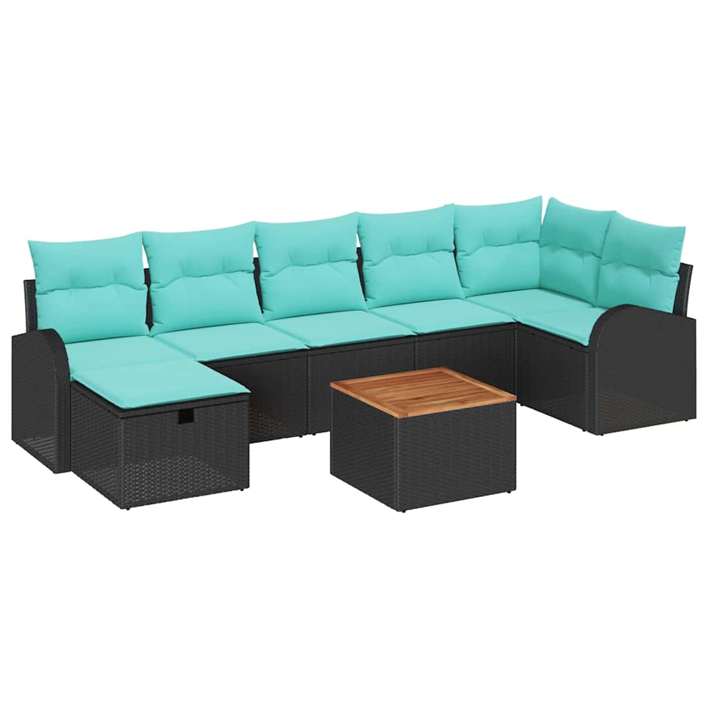 Gartensofa-Set Mit Kissen 8 Pcs Poly Rattan