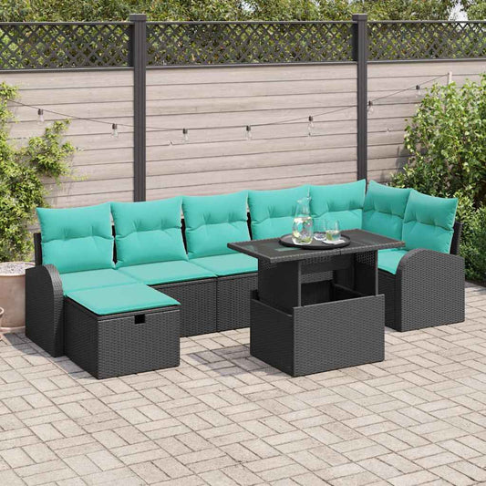 Garten-Sofa-Set Mit Kissen 8 Pcs Poly Rattan