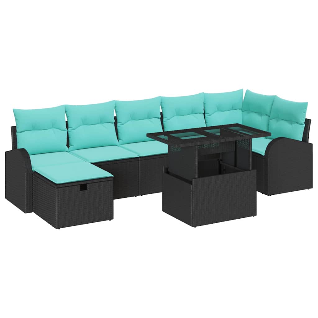 Garten-Sofa-Set Mit Kissen 8 Pcs Poly Rattan