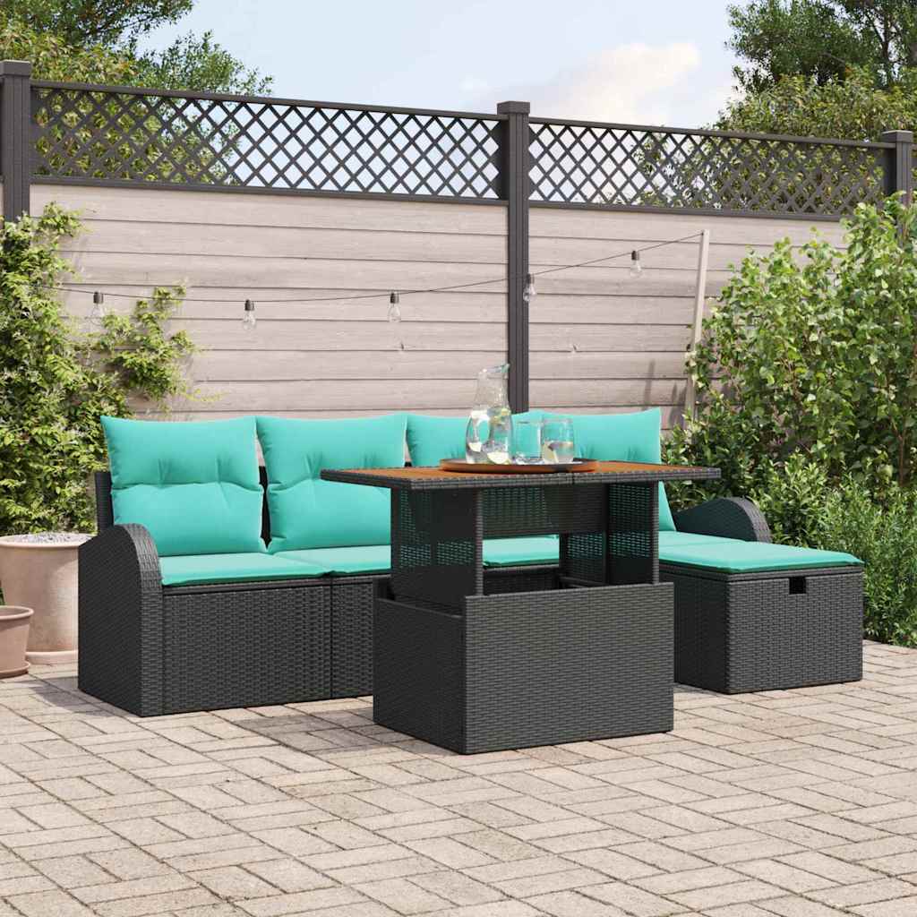 Garten-Sofa-Set 6 Pcs Poly-Rattan