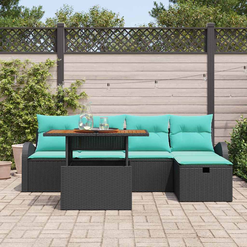 Garten-Sofa-Set 6 Pcs Poly-Rattan