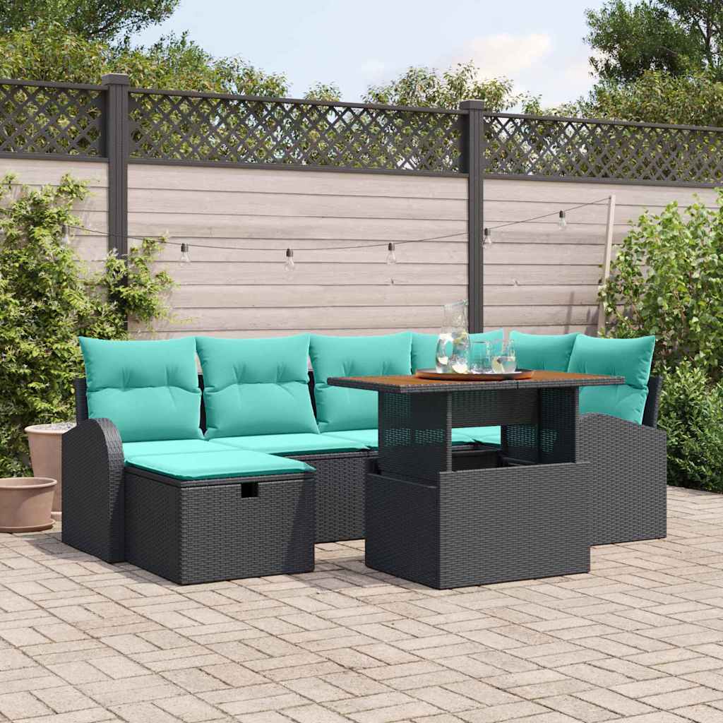 Garten-Sofa-Set 7 Pcs Poly-Rattan
