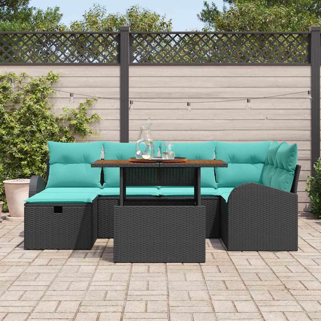 Garten-Sofa-Set 7 Pcs Poly-Rattan