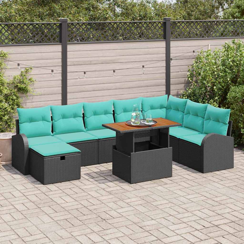 Garten-Sofa-Set 9 Pcs Poly-Rattan