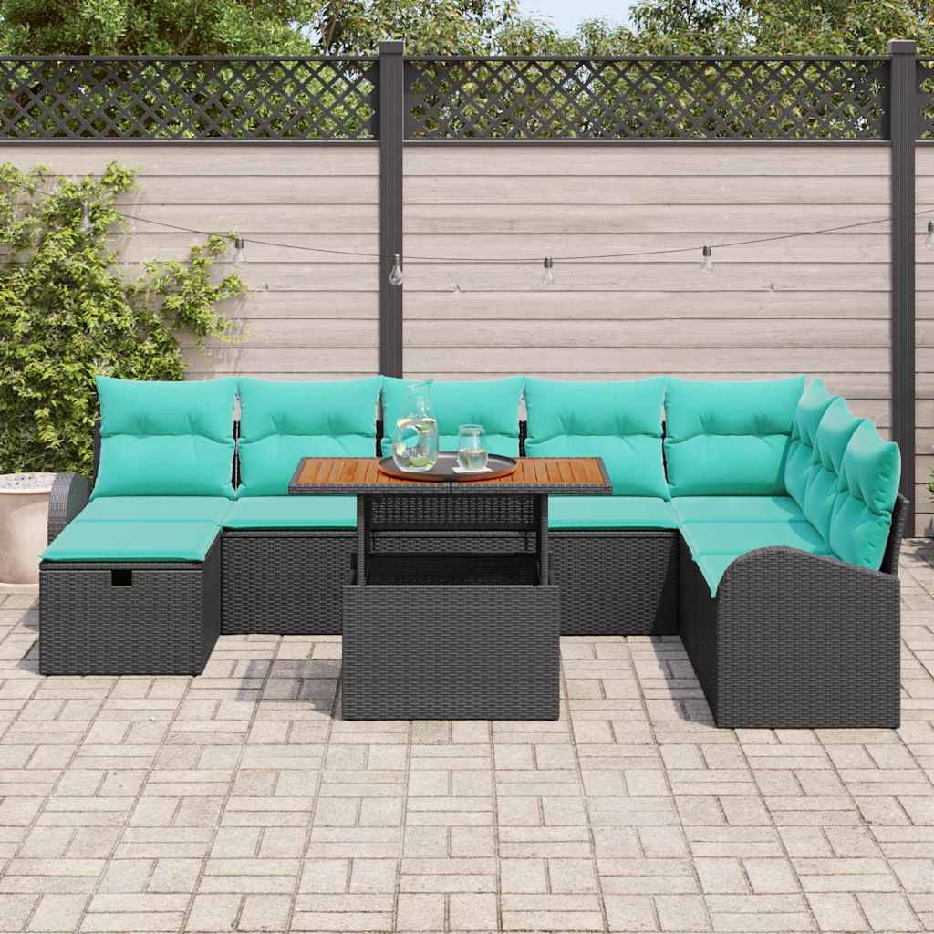 Garten-Sofa-Set 9 Pcs Poly-Rattan