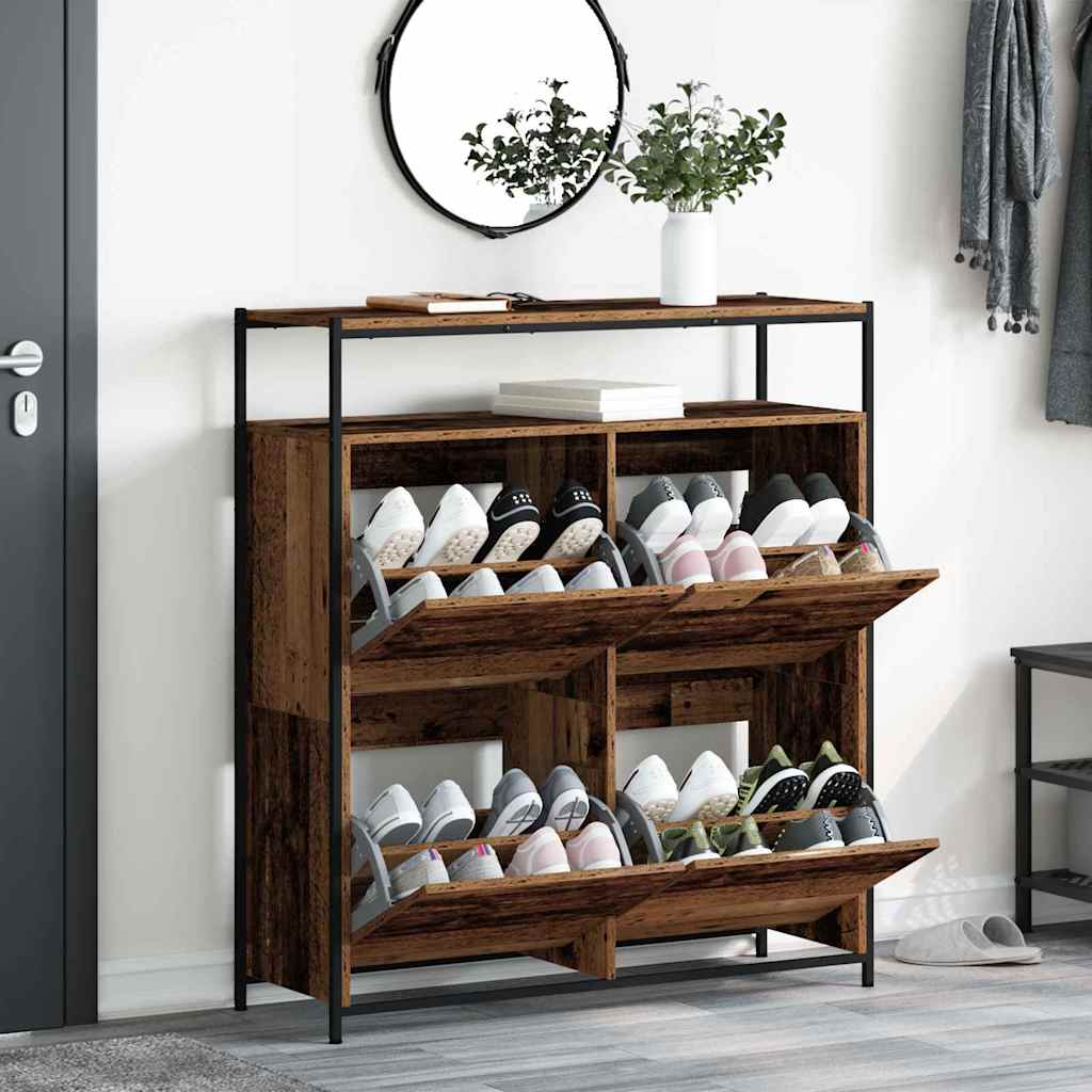 Schuhschrank Mit Regal 100 X 34 X 112 Cm Holzwerkstoff