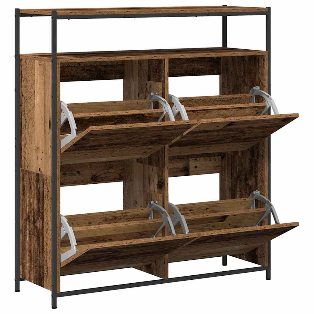 Schuhschrank Mit Regal 100 X 34 X 112 Cm Holzwerkstoff