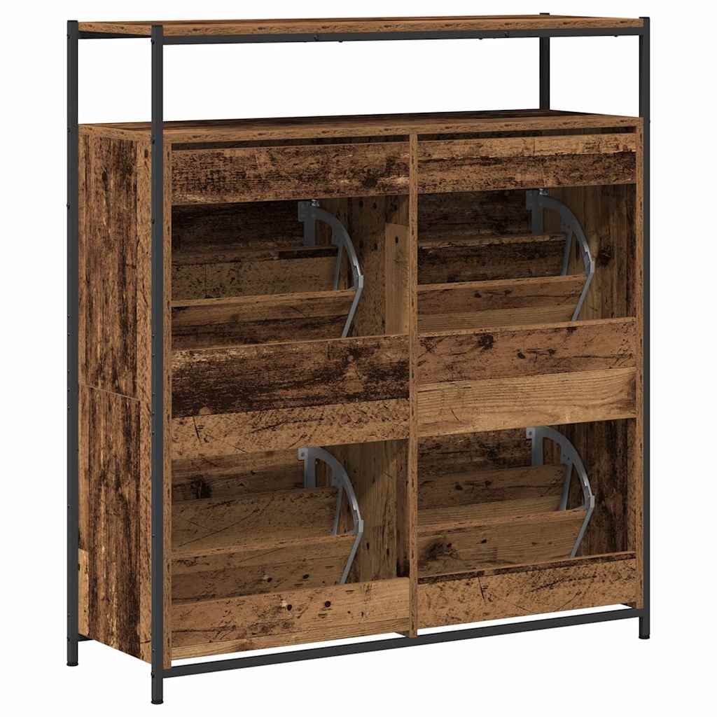 Schuhschrank Mit Regal 100 X 34 X 112 Cm Holzwerkstoff