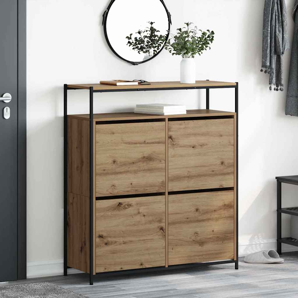 Schuhschrank Mit Regal 100 X 34 X 112 Cm Holzwerkstoff