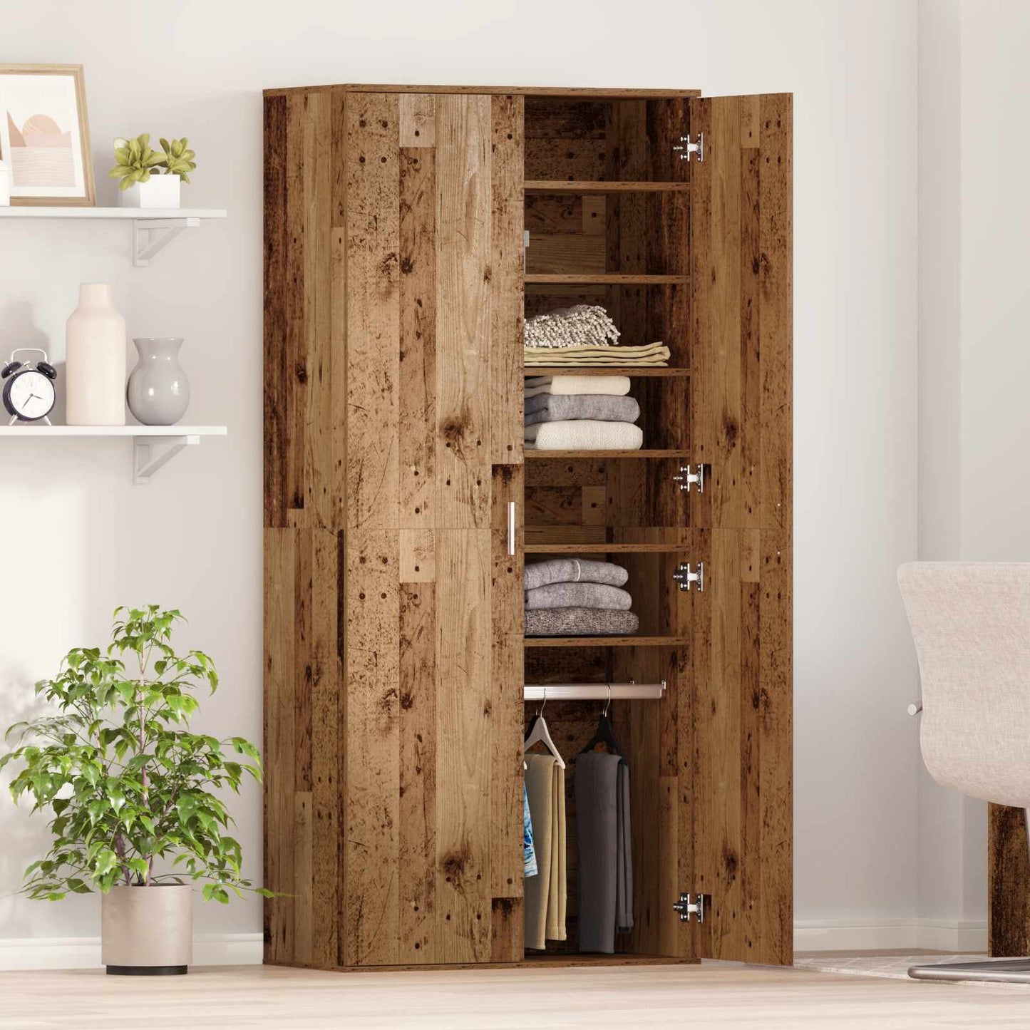 Hochschrank Mit Regal 80 X 39 X 178 Cm Holzwerkstoff