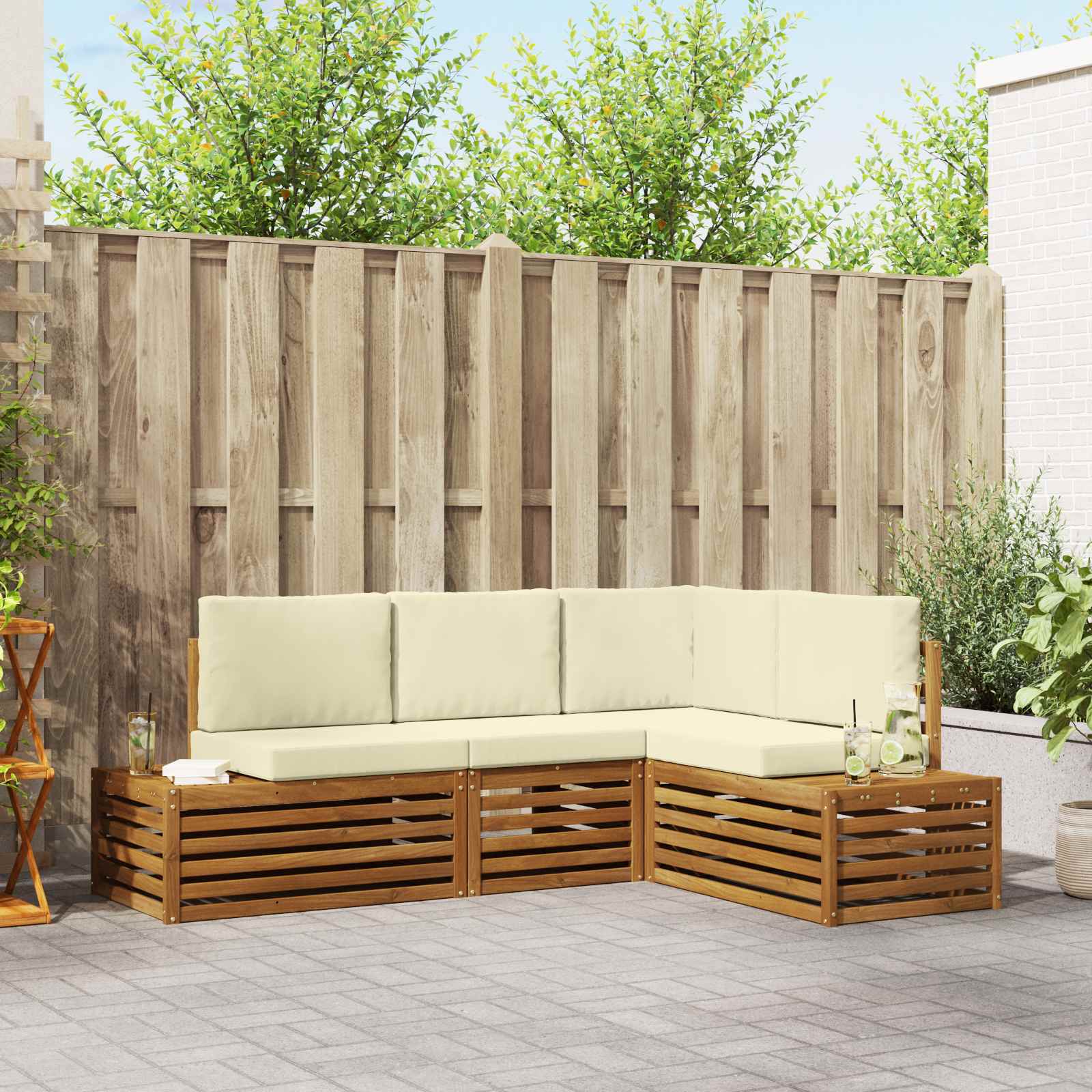 Outdoor-Sofagarnitur Mit Kissen 4 Stück