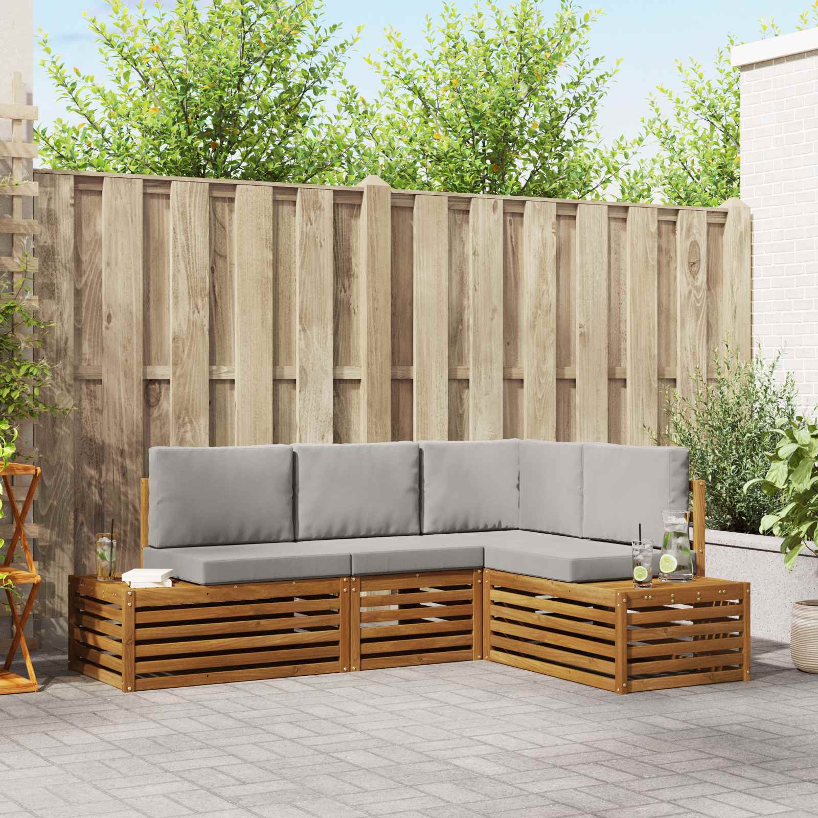 Outdoor-Sofagarnitur Mit Kissen 4 Stück