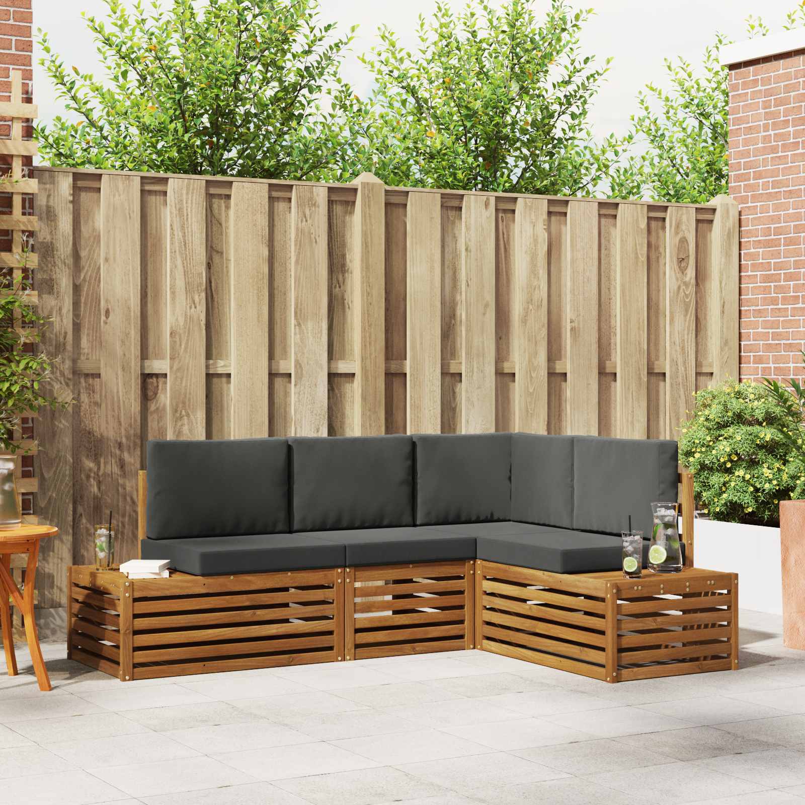 Outdoor-Sofagarnitur Mit Kissen 4 Stück