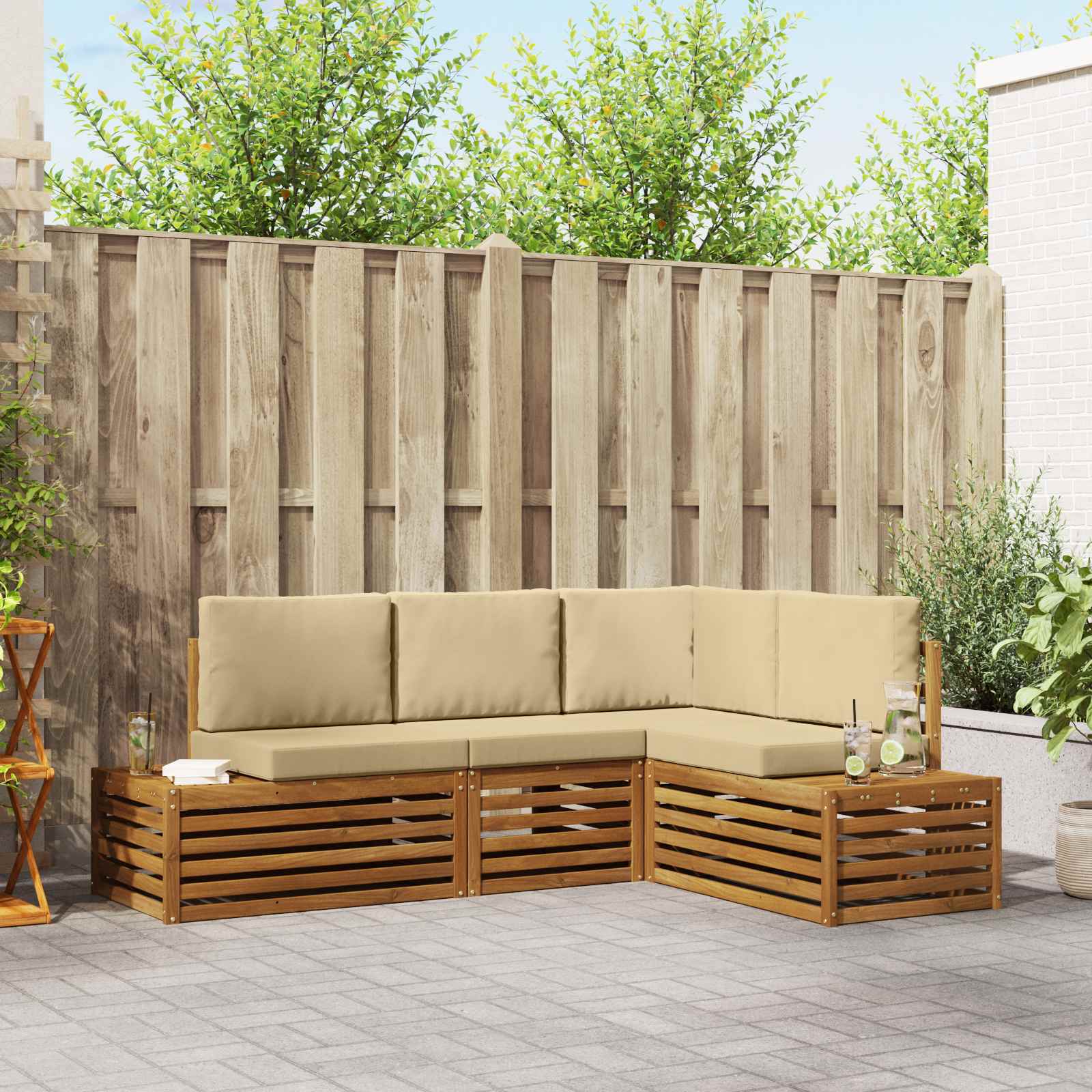 Outdoor-Sofagarnitur Mit Kissen 4 Stück